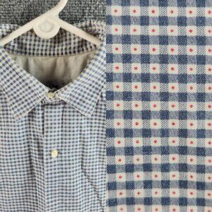 Replay Western Shirt Men Long Sleeve Large Italy Made Blue Check Woven Adult